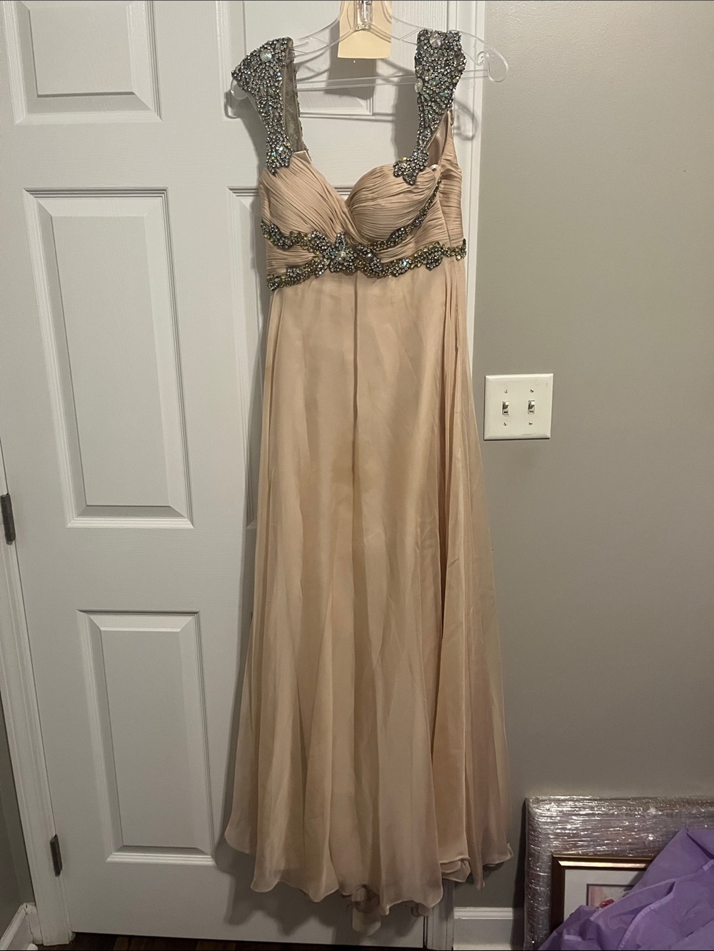Sherri Hill Cream Beaded Prom Dress